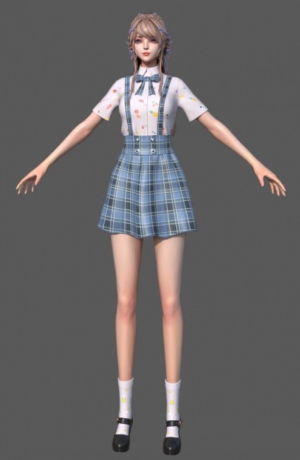 一个漂亮的短裙学生妹模型 免费下载