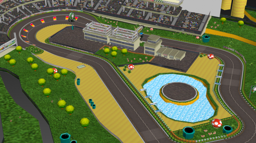 马里奥卡通赛车游戏场景跑道模型