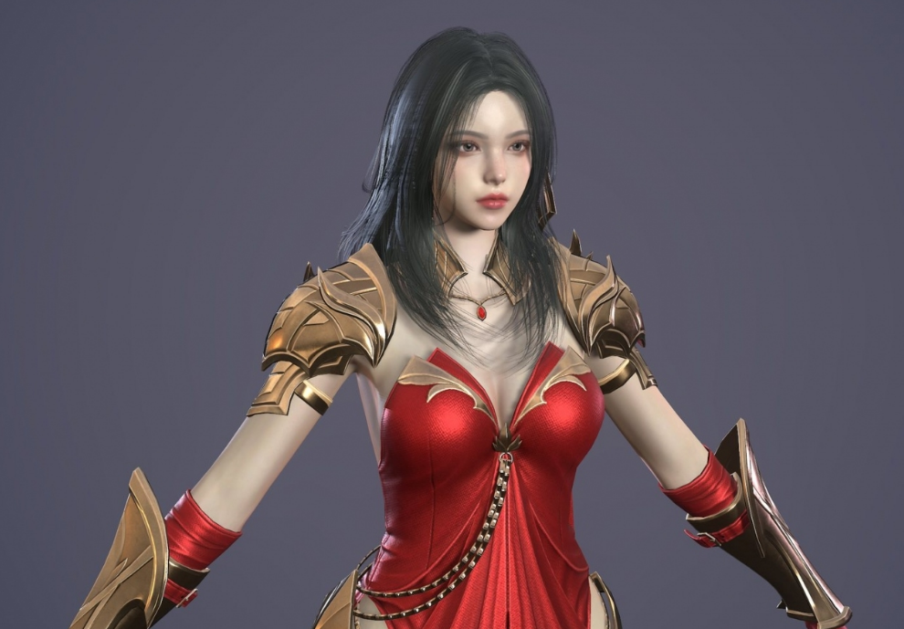 漂亮的美女剑士游戏模型