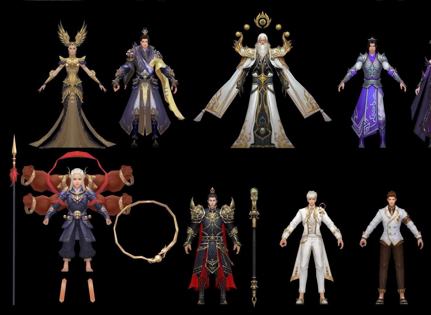 科技机甲和武侠红孩儿托塔李天王 王母模型