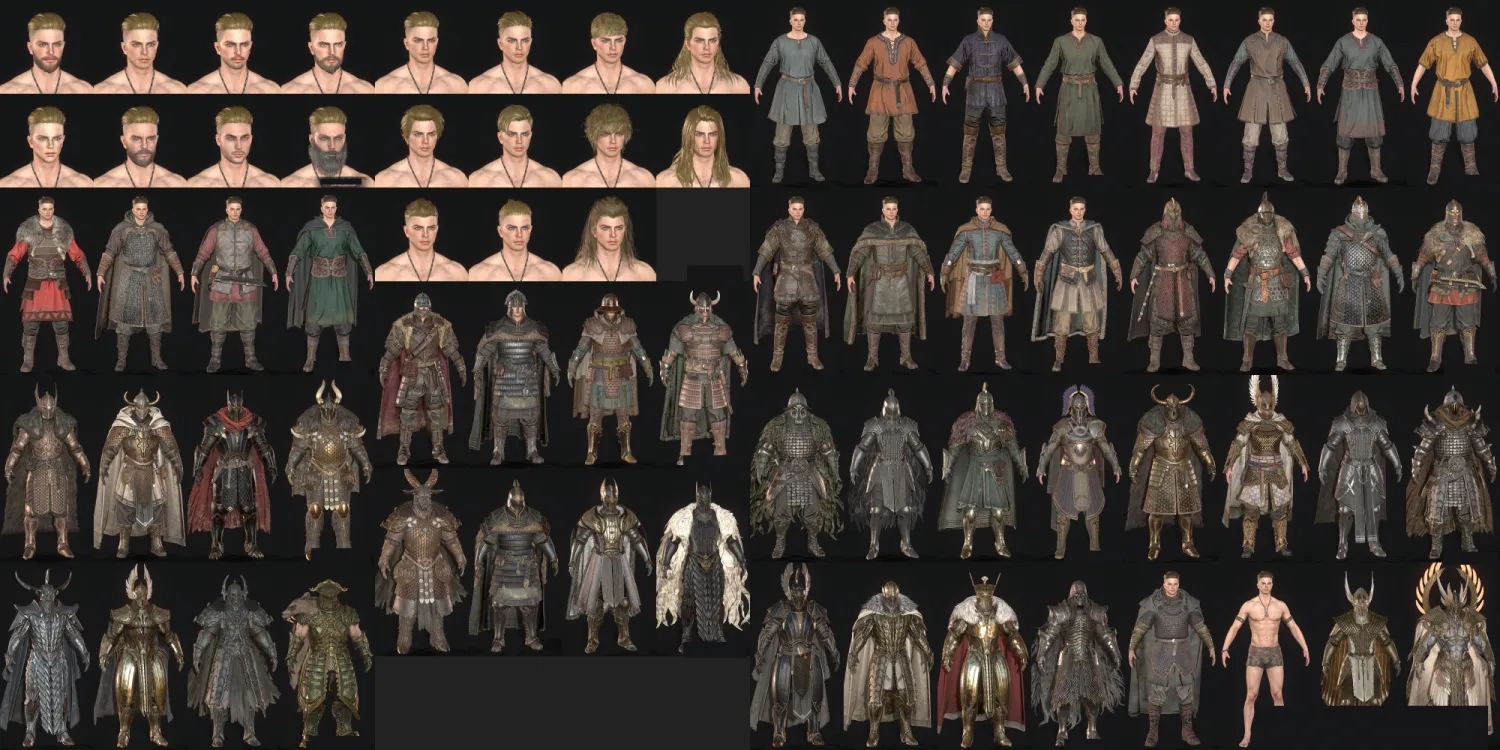 韩风次时代奥丁英灵殿全套资源魔幻中世纪有骨骼有动画3D模型PBR