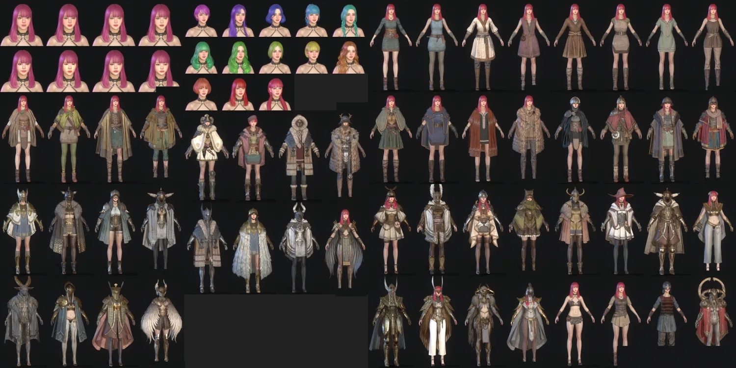 韩风次时代奥丁英灵殿全套资源魔幻中世纪有骨骼有动画3D模型PBR