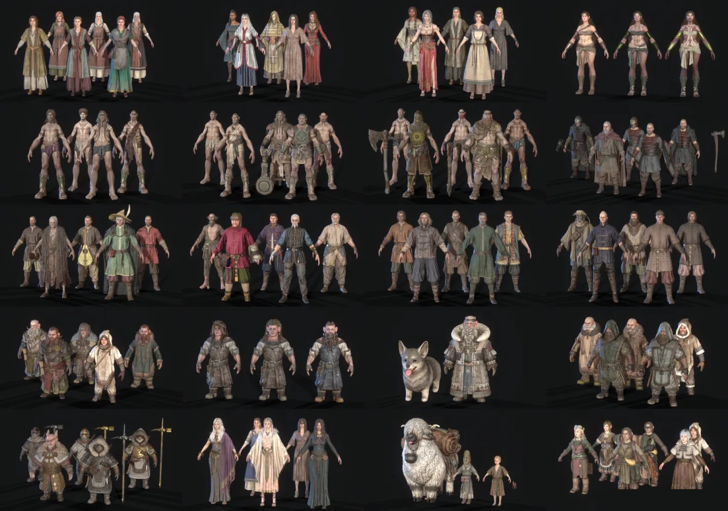 韩风次时代奥丁英灵殿全套资源魔幻中世纪有骨骼有动画3D模型PBR