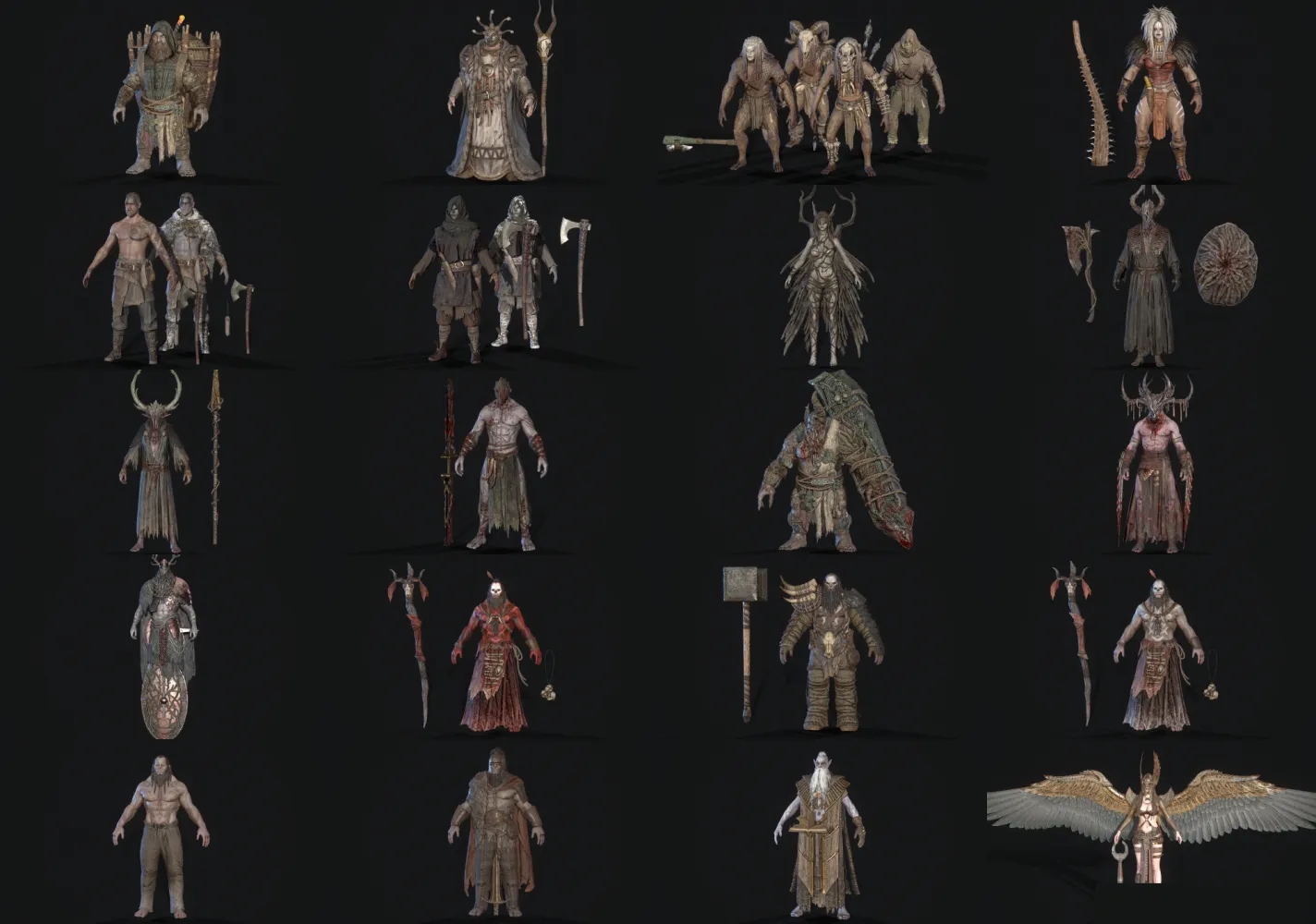 韩风次时代奥丁英灵殿全套资源魔幻中世纪有骨骼有动画3D模型PBR
