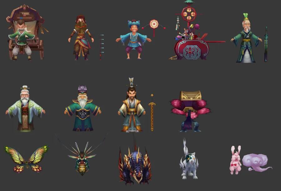 Q版古装精品NPC3D角色模型