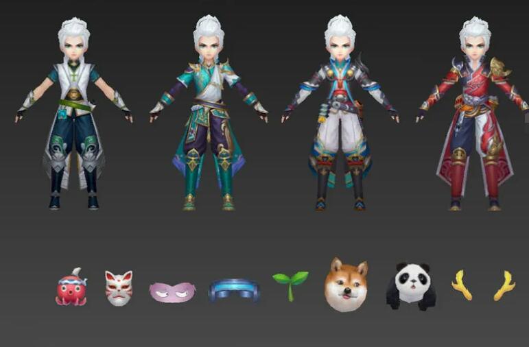 Q版手绘游戏3D模型带骨骼单独max文件