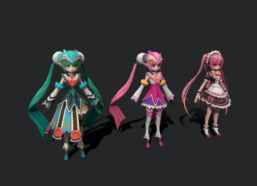 可爱二次元双马尾美少女 小萝莉 小魔仙 美少女战士 美女魔法师3D模型