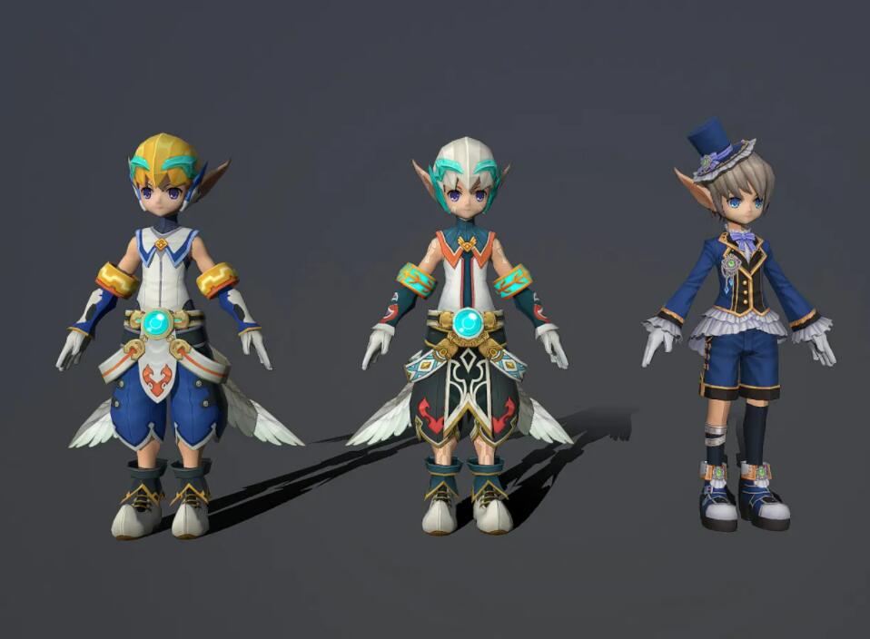 二次元可爱天使小男孩 小正太 小帅哥 战士 法师 魔法师 小精灵3D模型