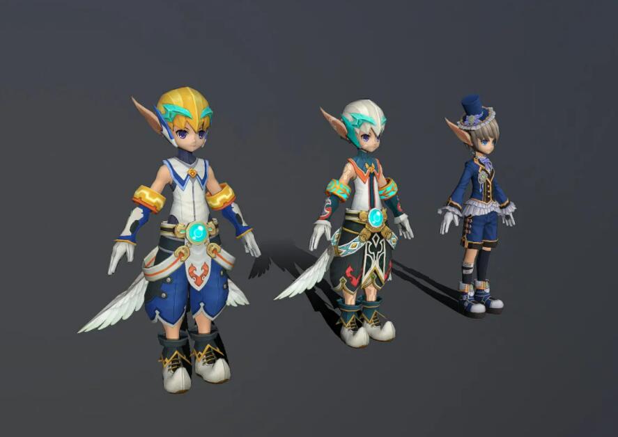 二次元可爱天使小男孩 小正太 小帅哥 战士 法师 魔法师 小精灵3D模型