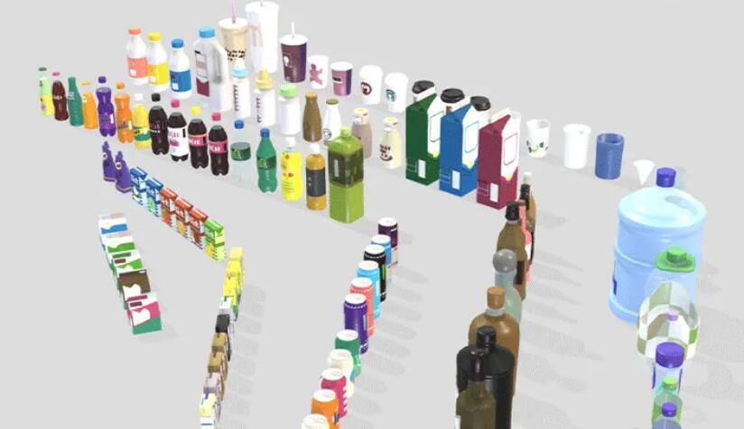 Q版饮料资产包Blend格式C4D啤酒矿泉水果汁酒牛奶咖啡奶茶Lowpoly卡通3D模型