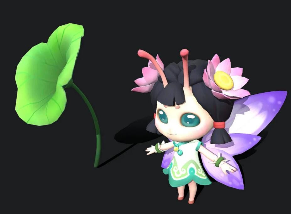 荷花仙子 Q卡通 动画 游戏 装备 道具 人物3d模型