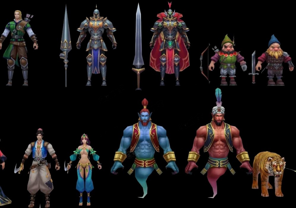 欧美风魔幻手游成套角色3D模型