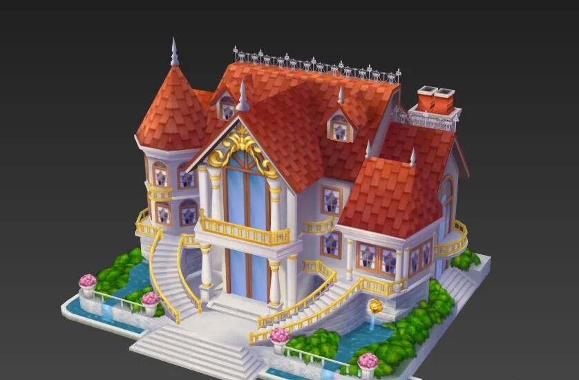 炫舞游戏场景模型 卡通房屋模型 Q版游戏建筑3D模型