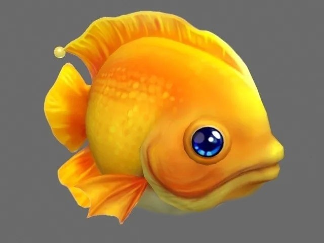 手绘黄色小金鱼3D模型