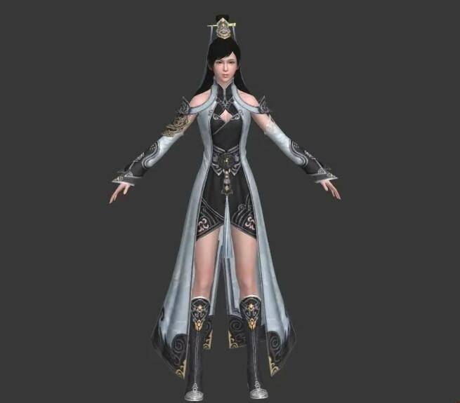 天刀女游戏女角色模型 带绑定和一个连击动作