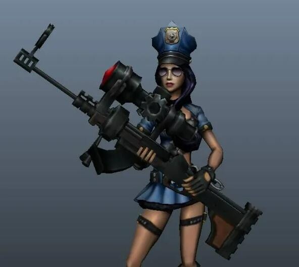 英雄联盟LOL游戏中的皮城女警-凯特琳maya模型下载