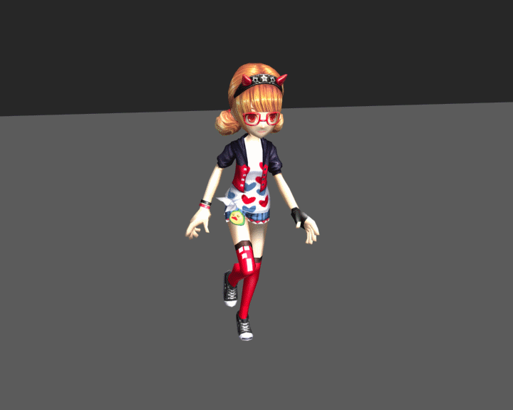 卡通小女生人物角色跑步动作3dmax模型下载