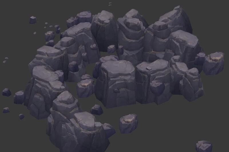 手绘石头3D模型 大石头 小石头 碎石 河里石头 河岸石头 岩石 山石 路边石头