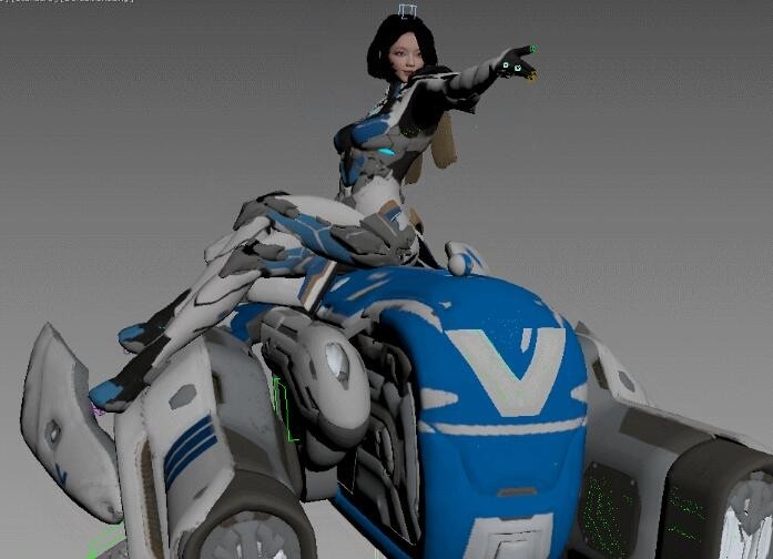 科幻游戏女角色3D模型 有绑定 一套动画 满帧