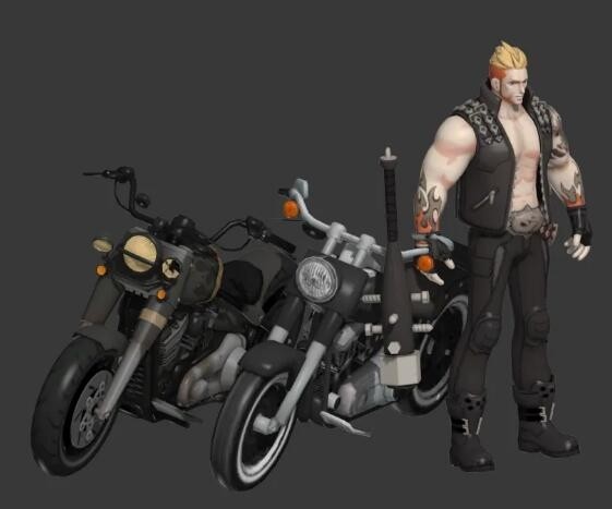 摩托车手3d模型 有绑定动画