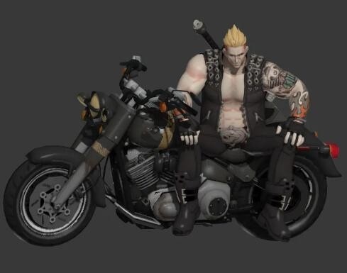 摩托车手3d模型 有绑定动画