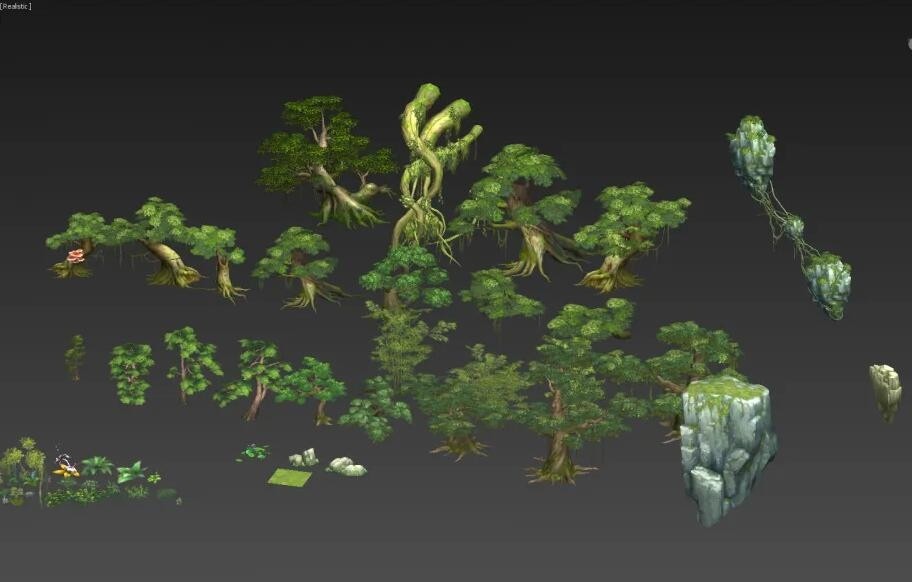 写实3D树木植物游戏模型