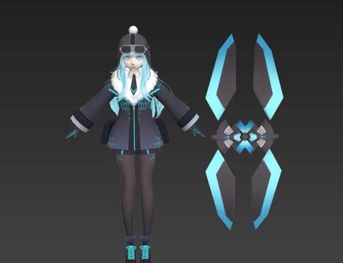 一个卡通女孩3d动画模型
