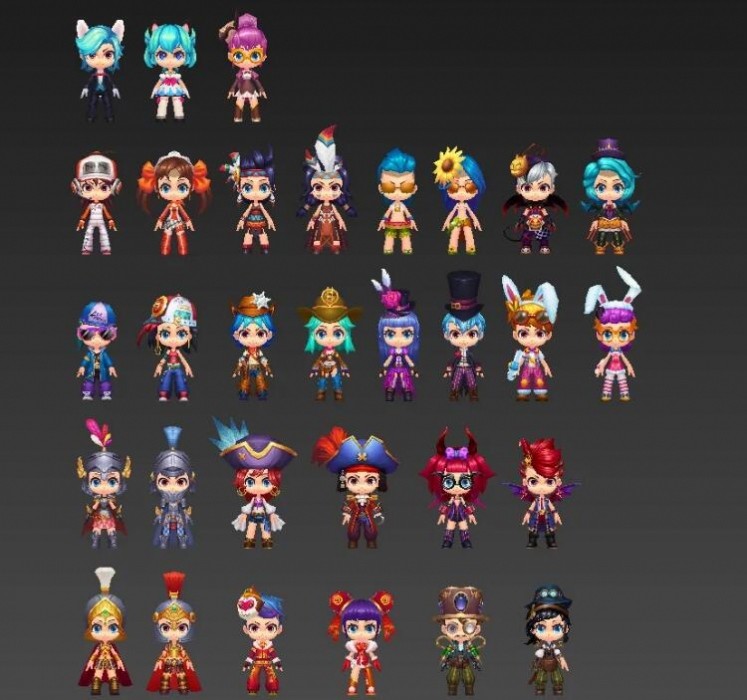 日韩风卡通Q版角色人物时装3D模型贴图 3dmax源文件 游戏美术素材