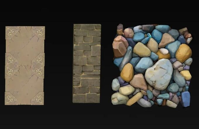 卡通房子 篱笆 枯树 木箱 石柱 3D模型贴图源文件