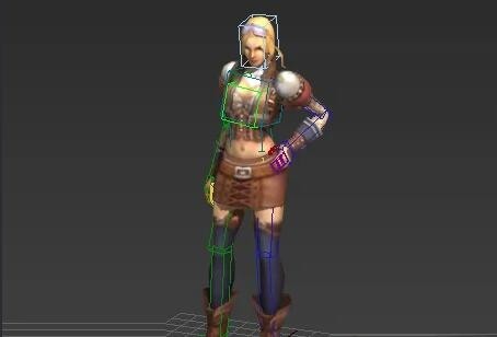 叉腰站立的金发御姐3D角色模型（带绑定动作）