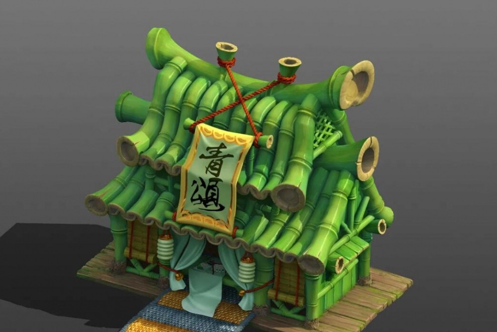 小竹楼房子3D模型 卡通Q版场景建筑模型