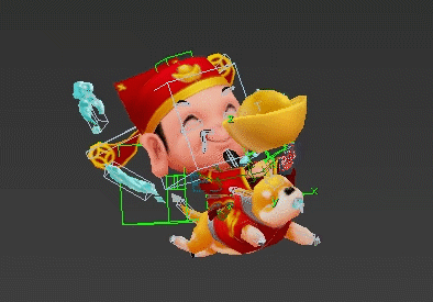 卡通财神爷模型让大家发发财（含表情绑骨动画）