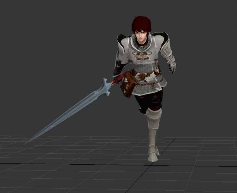男剑士带武器跑步动作模型