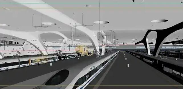 高铁站3dmax场景模型 有铁轨和动车高铁列车的地铁站高铁站火车站场景模型下载 ...