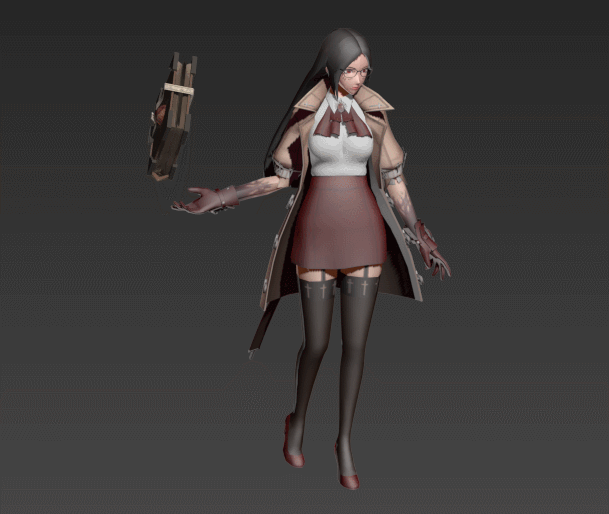 漂亮的女秘书3d角色动画模型