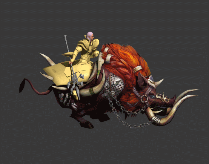 野猪骑士游戏模型 带绑定和全套动作