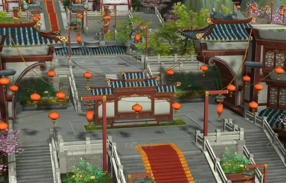 一个漂亮的游戏主城场景模型