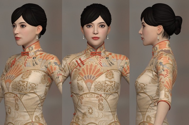 次世代角色模型文件3dmax MAYAFBXOBJ格式民国旗袍美女3d模型