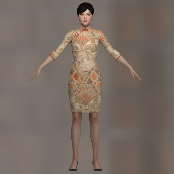 次世代角色模型文件3dmax MAYAFBXOBJ格式民国旗袍美女3d模型