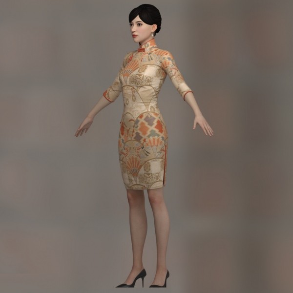 次世代角色模型文件3dmax MAYAFBXOBJ格式民国旗袍美女3d模型