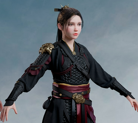 免费3D模型素材 虚幻4游戏角色 中国风古代女侠剑客少女武侠人物模型