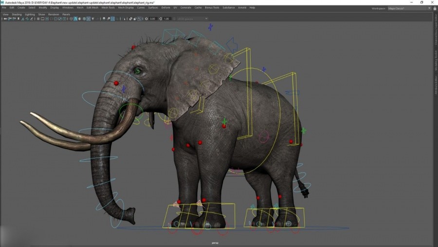 一些写实动物带绑定3D模型参考 大象 多种恐龙 狼 狗等模型