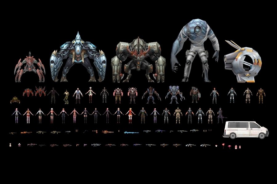 CF角色武器模型合集3dmax低模手绘贴图角色武器怪物游戏设计素材
