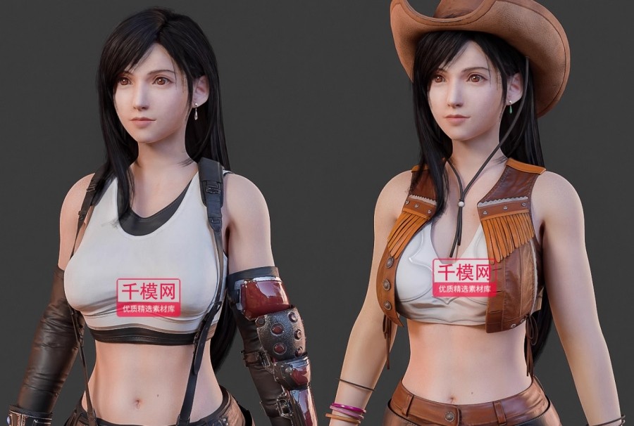 Blender人物模型3D次世代动漫美女游戏角色模型免费下载