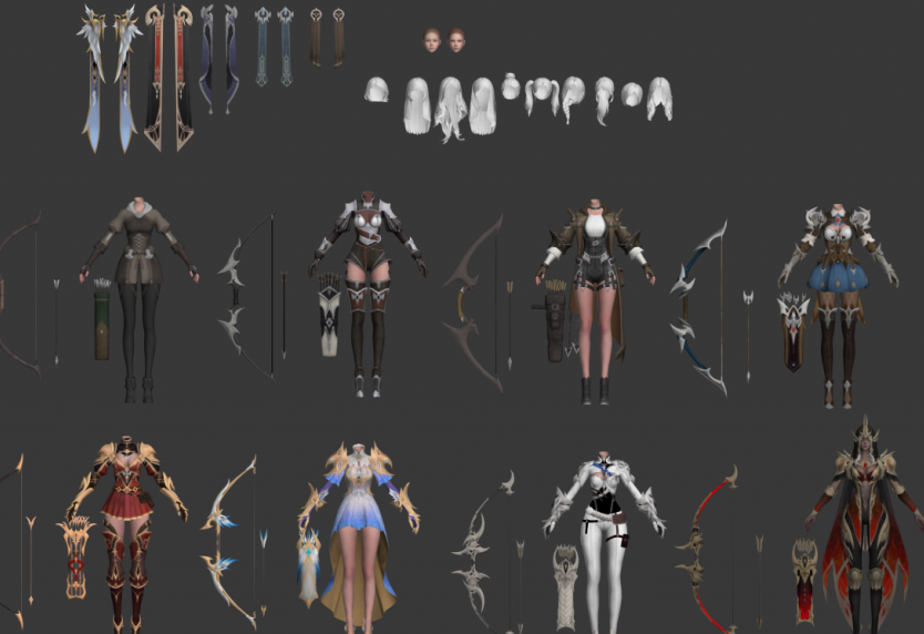 日韩 魔幻 次时代PBR 手游【Project V4 】 全职业角色服装 NPC 坐骑 怪物模型
