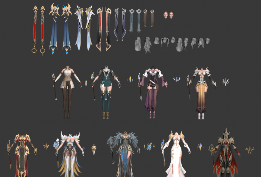 日韩 魔幻 次时代PBR 手游【Project V4 】 全职业角色服装 NPC 坐骑 怪物模型