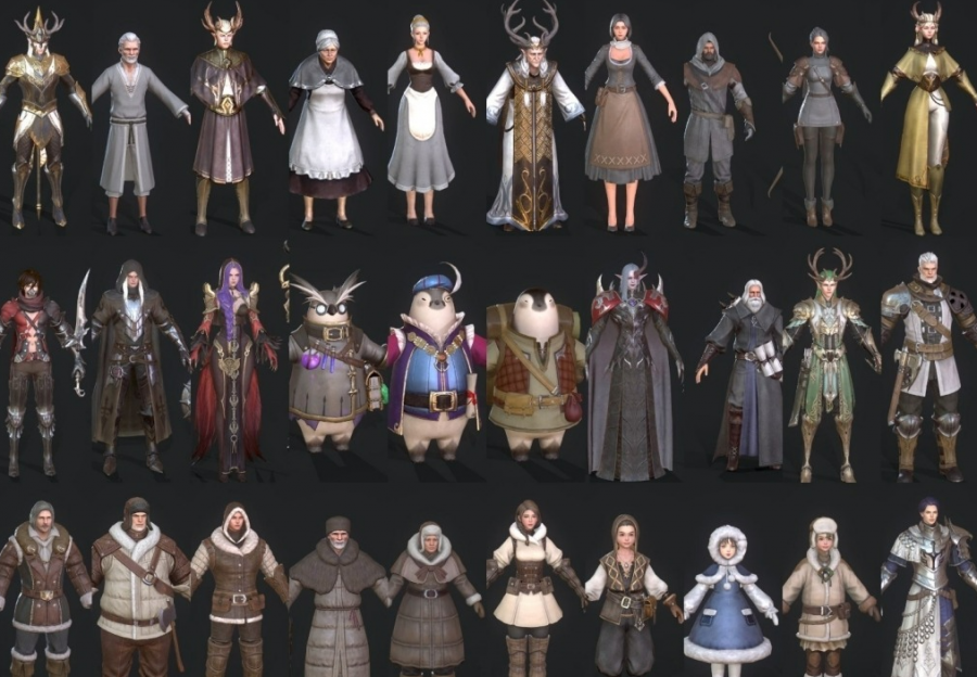 日韩 魔幻 次时代PBR 手游【Project V4 】 全职业角色服装 NPC 坐骑 怪物模型