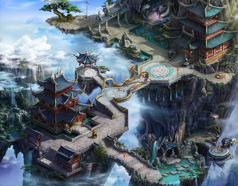 古风3转2页游场景模型
