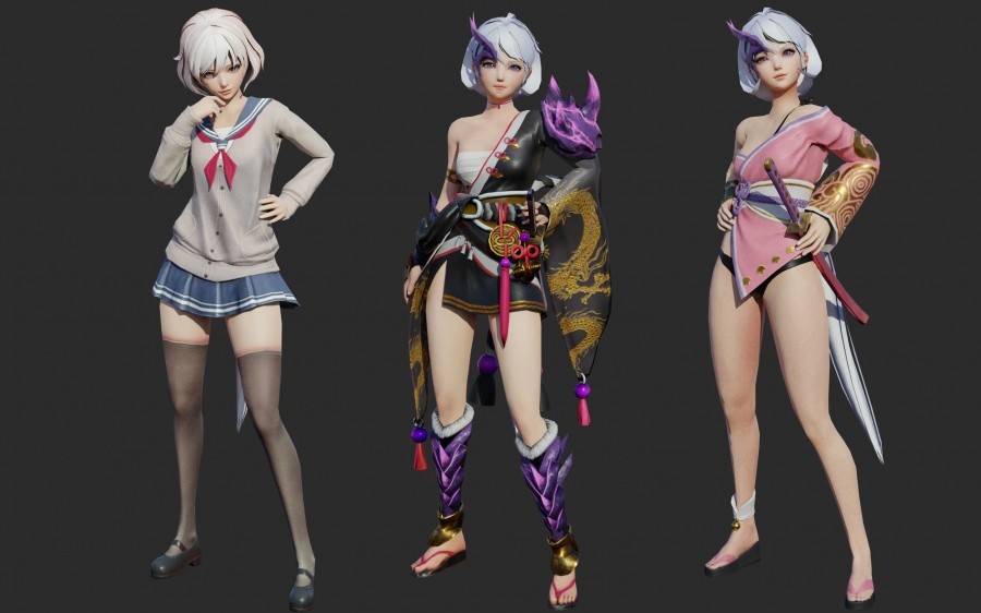 一组精美韩风次世代游戏美女人物模型免费下载