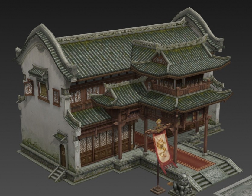 一套武侠风游戏场景 石头植物模型